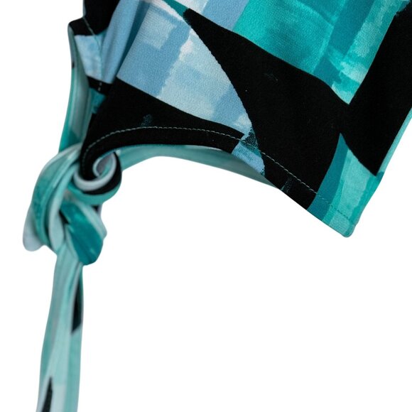 Alfani Abstract Geometric Print Tunic Top Sz Medium Tie Sleeves Artsy Green - Picture 6 of 8